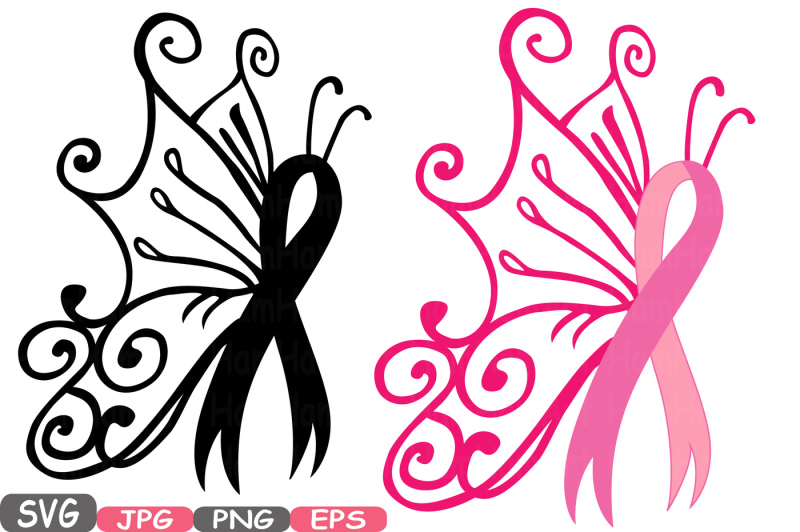 Awareness Ribbon Butterfly SVG Cricut Silhouette swirl Props Cutting