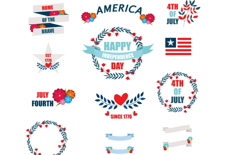 floral-4th-july-independence-day-vector-illustration-pack