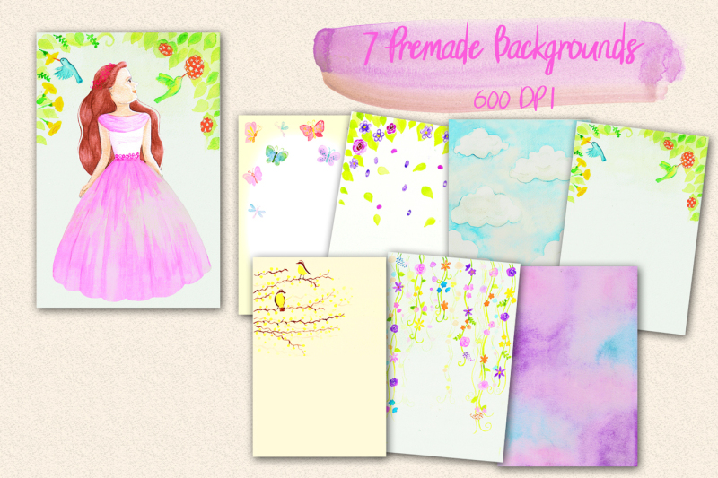 lovely-princess-watercolor-clipart-collection