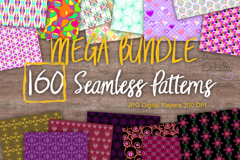 mega-bundle-digital-papers-seamless-patterns-pack-of-160-jpg-digital-papers-high-resolution