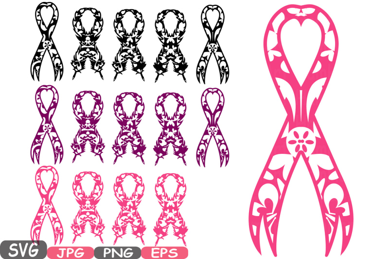 Download Breast Cancer Heart birds Feathers SVG Cricut Silhouette ...
