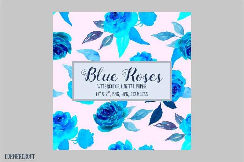 digital-paper-blue-rose-watercolor