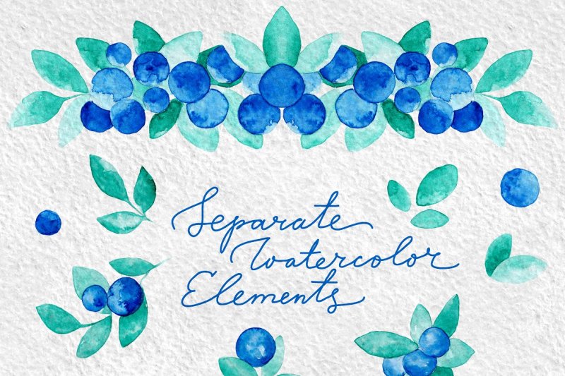 blue-berries-watercolor-design-set