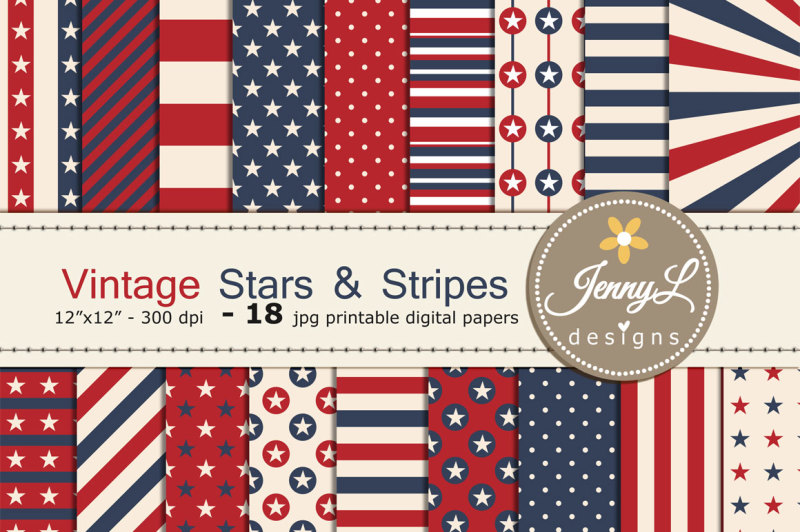 vintage-stars-and-stripes-digital-papers-4th-of-july