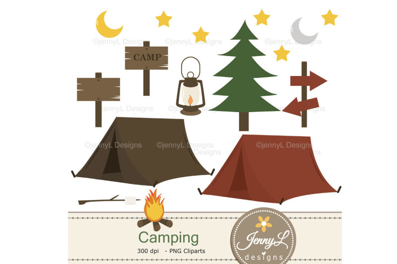 camping-digital-papers-and-clipart-set