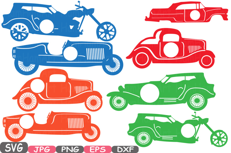 Download Color Circle Vintage Sport Cars Monogram Cutting Files ...