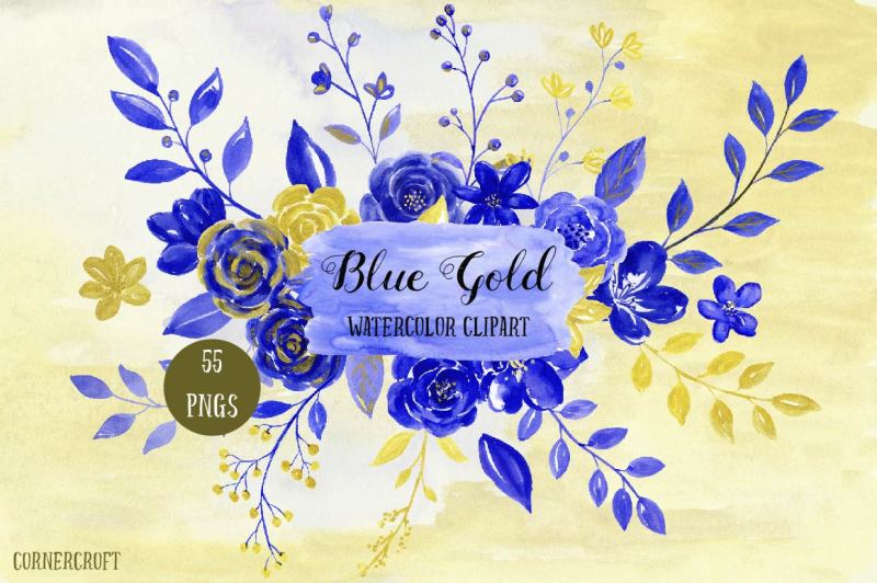 watercolor-clipart-blue-gold