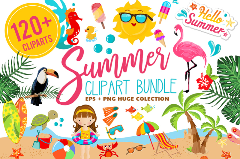 summer-clipart-bundle-126-cliparts-eps-and-png
