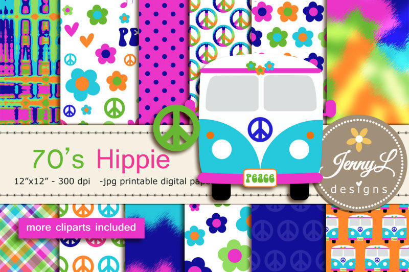 70-s-hippie-digital-papers-and-clipart-set