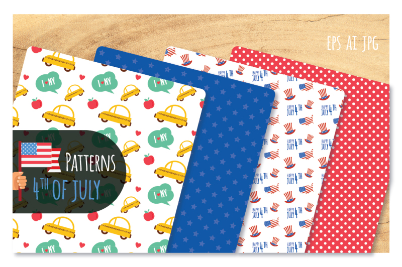 4th-of-july-8-patterns-set