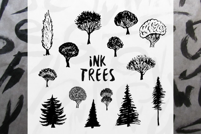 ink-trees-vector-set