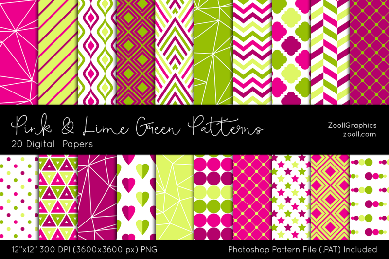 pink-and-lime-green-digital-papers