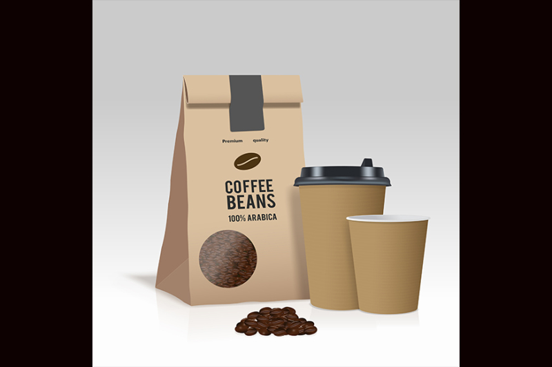 realistic-take-away-paper-coffee-cup-and-brown-paper-bags