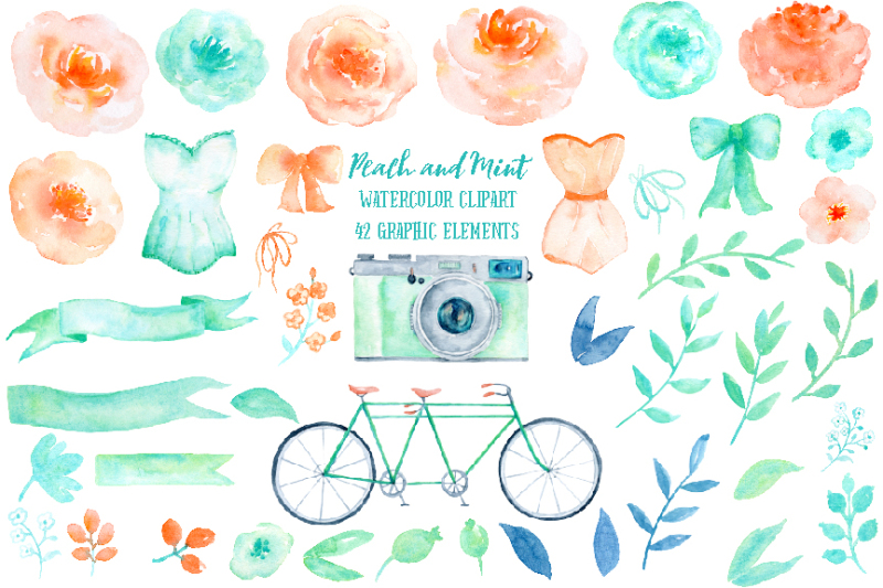 wedding-clipart-peach-and-mint