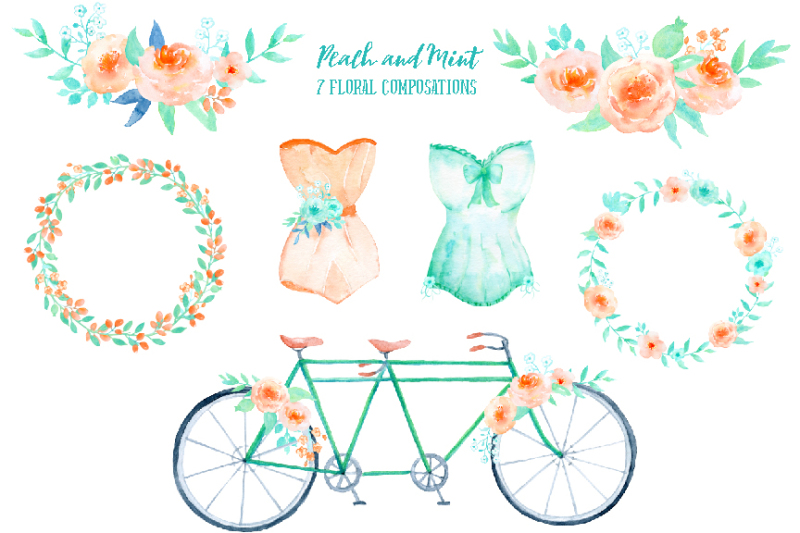 wedding-clipart-peach-and-mint