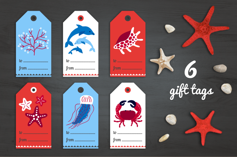 ocean-gift-tags-stickers-ribbons-bonus-patterns