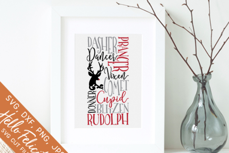 Download Christmas Reindeer Names SVG Cutting Files By Hello ...