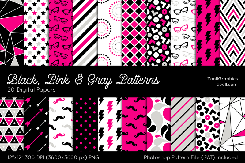 black-pink-and-gray-digital-papers