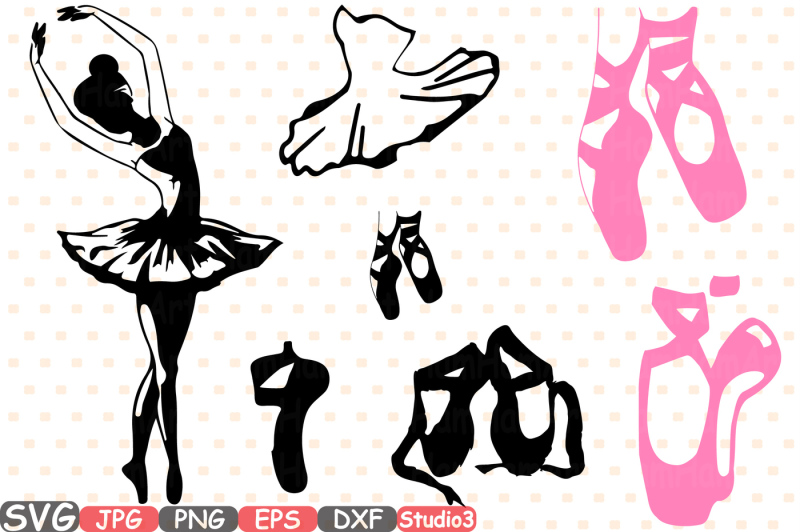 Download Ballet Ballerina SVG Silhouette Cutting Files sign icons dance slippers Cricut Design Studio3 ...