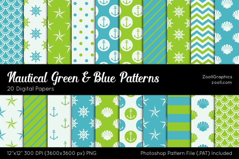 nautical-green-and-blue-patterns-digital-papers