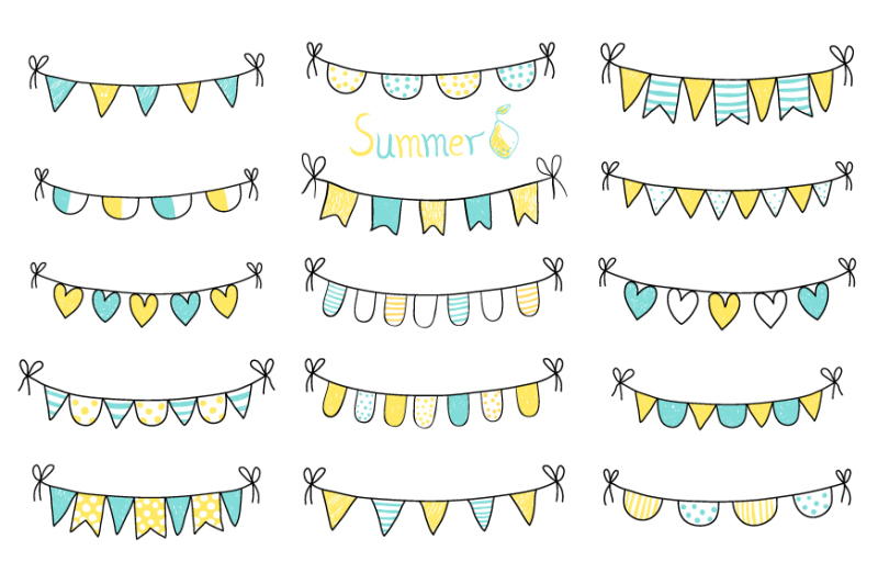 hand-drawn-summer-doodle-bunting-yellow-and-blue-beach-party-flags-birthday-bunting