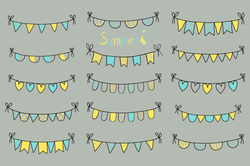 hand-drawn-summer-doodle-bunting-yellow-and-blue-beach-party-flags-birthday-bunting
