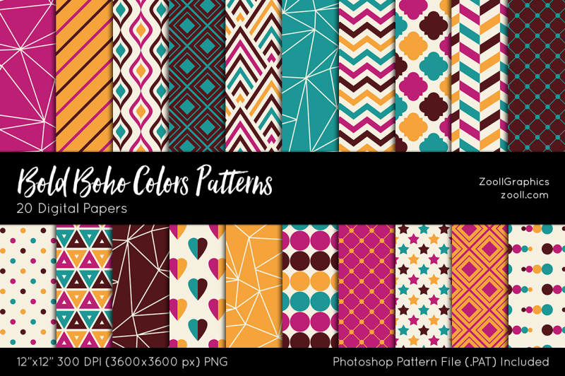 bold-boho-colors-digital-papers