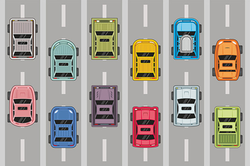 top-view-different-automobiles