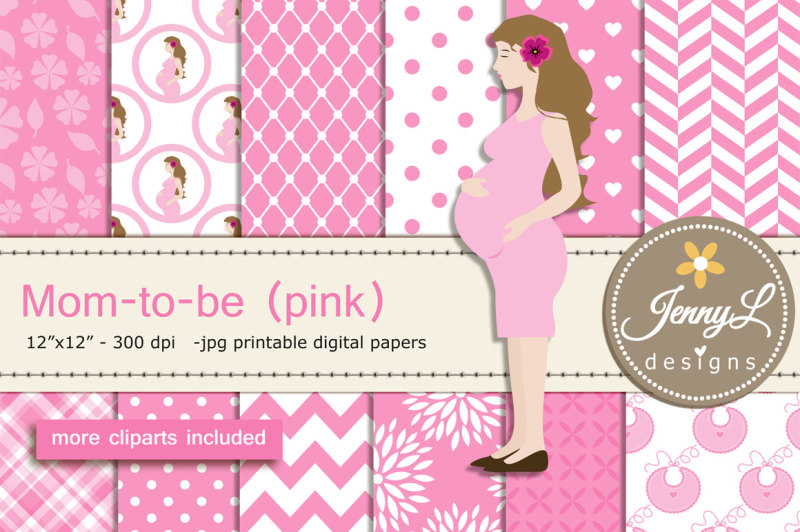 pregnant-mom-digital-papers-and-clipart-set