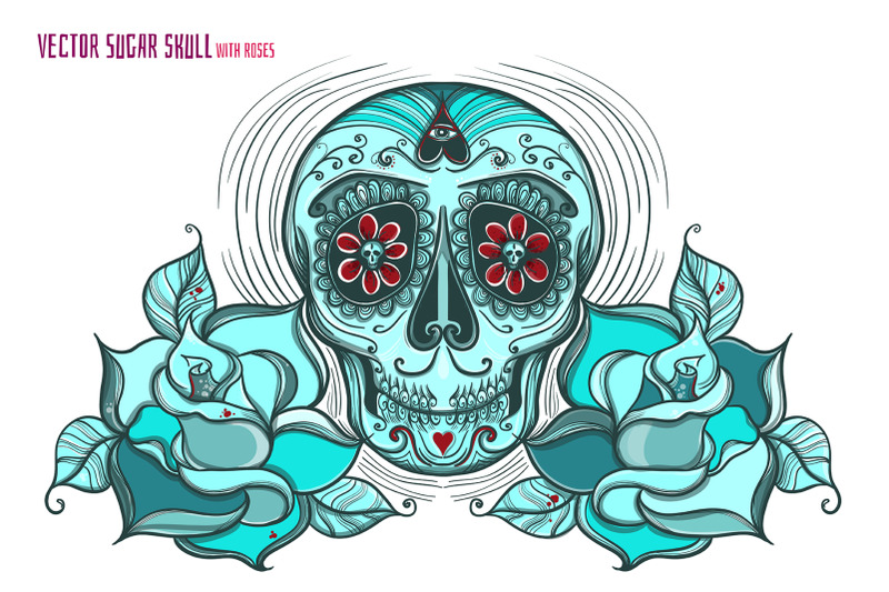 vector-sugar-skull-with-roses