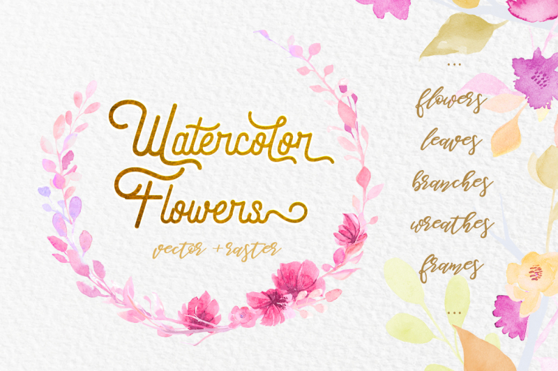 watercolor-florets-vector-raster