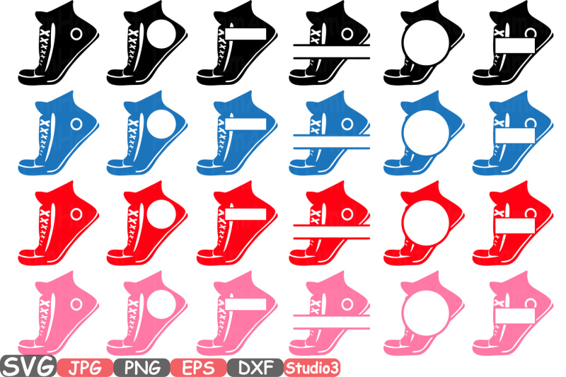 sneakers-split-and-circle-svg-silhouette-cutting-files-sign-icons-frame-cricut-design-sport-shoes-studio3-cameo-vinyl-monogram-clipart-667s