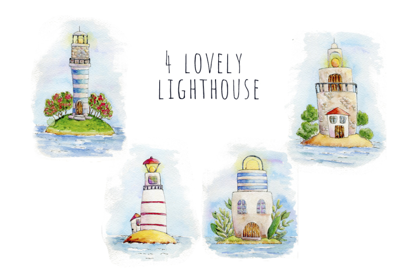 watercolor-lighthouses
