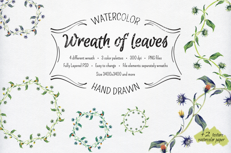 watercolor-wreath-of-leaves