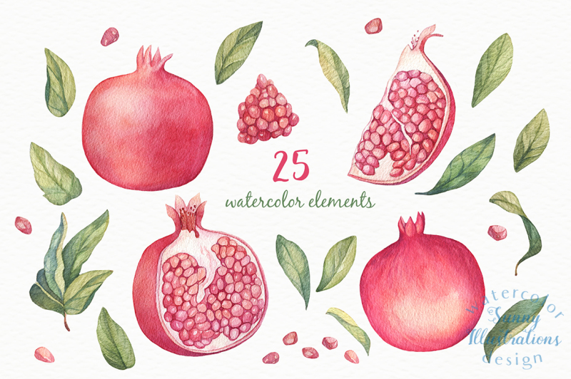 watercolor-pomegranates