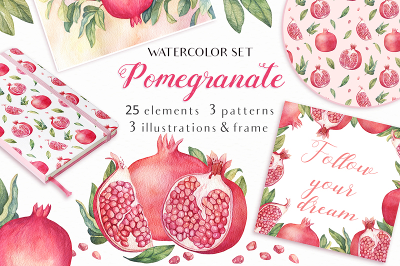 watercolor-pomegranates