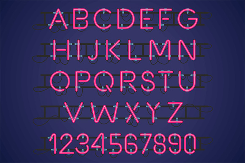 Neon Light Alphabet Vector Font By Volyk Thehungryjpeg Com