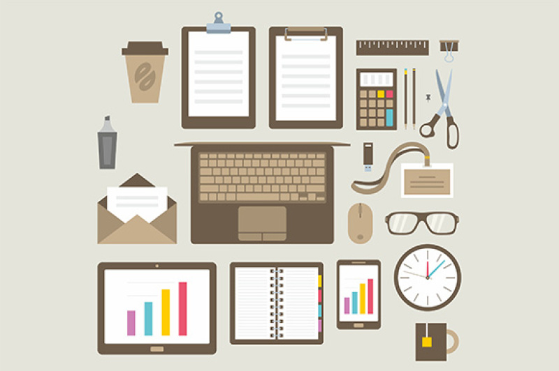 business-items-flat-icons-set