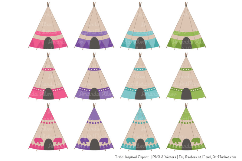 tribal-clipart-collection-in-crayon-box-girl