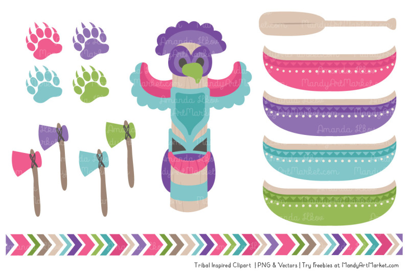 tribal-clipart-collection-in-crayon-box-girl