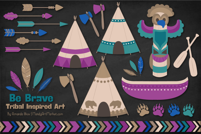 tribal-clipart-collection-in-peacock