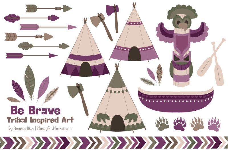 tribal-clipart-collection-in-plum