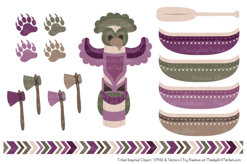 tribal-clipart-collection-in-plum