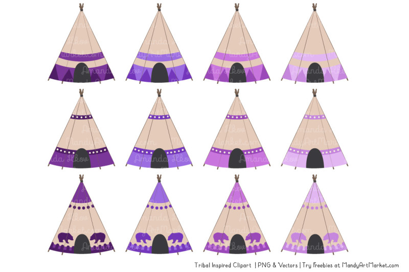tribal-clipart-collection-in-purple