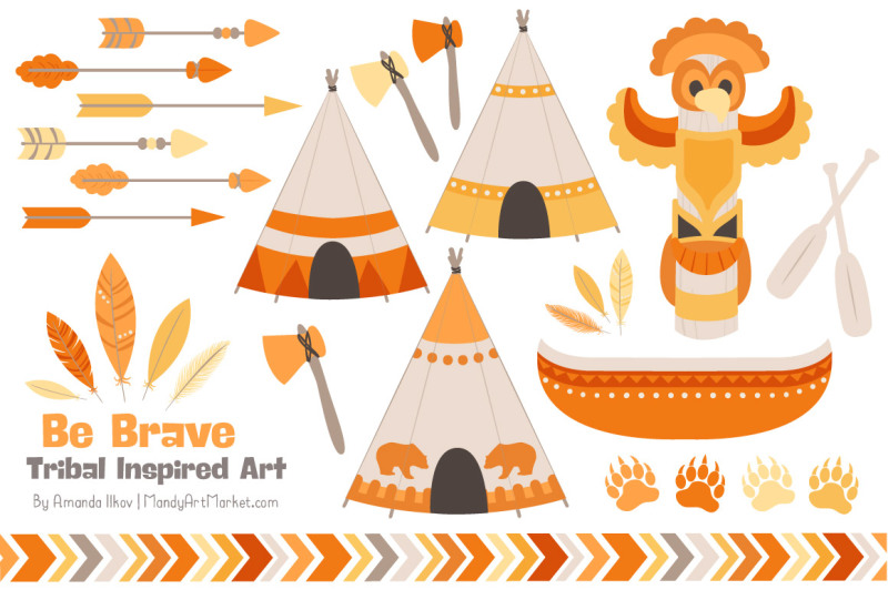 tribal-clipart-collection-in-sunshine-yellow