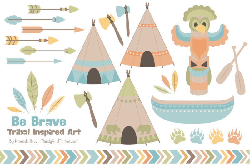 tribal-clipart-collection-in-vintage-boy