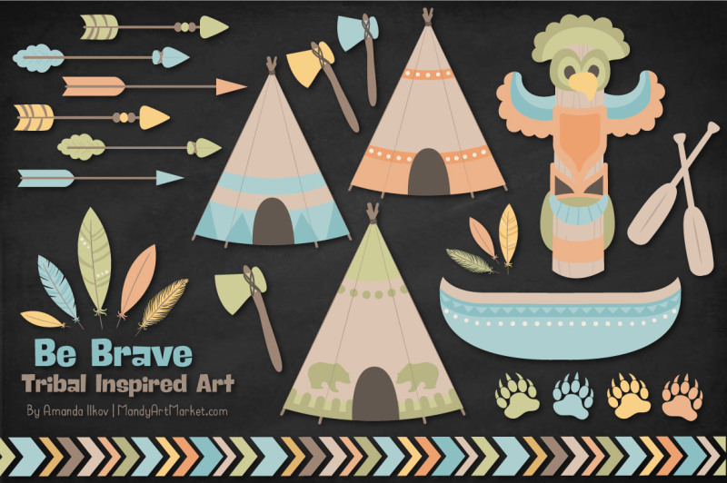 tribal-clipart-collection-in-vintage-boy