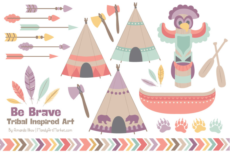 tribal-clipart-collection-in-vintage-girl