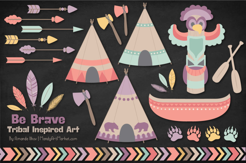 tribal-clipart-collection-in-vintage-girl