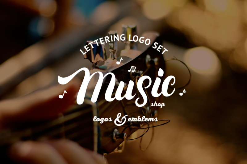 music-and-guitar-shop-logo-set